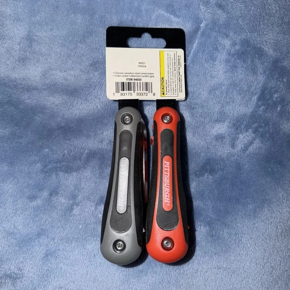 Set of‎ 2 Pittsburgh Folding Allen Wrench Sets SAE & Metric MM Gray